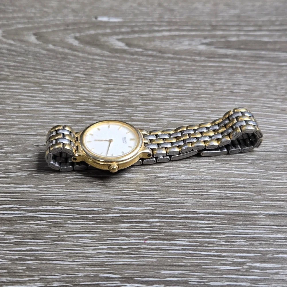 Seiko 1N00-0G90 Quartz Watch Women's Two Tone Gold Silver Tested